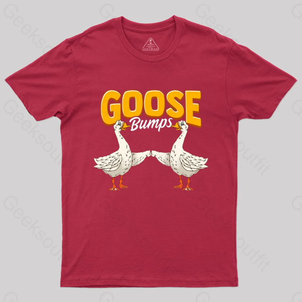 Cute & Funny Goose Bumps Animal Pun T-Shirt Red / S