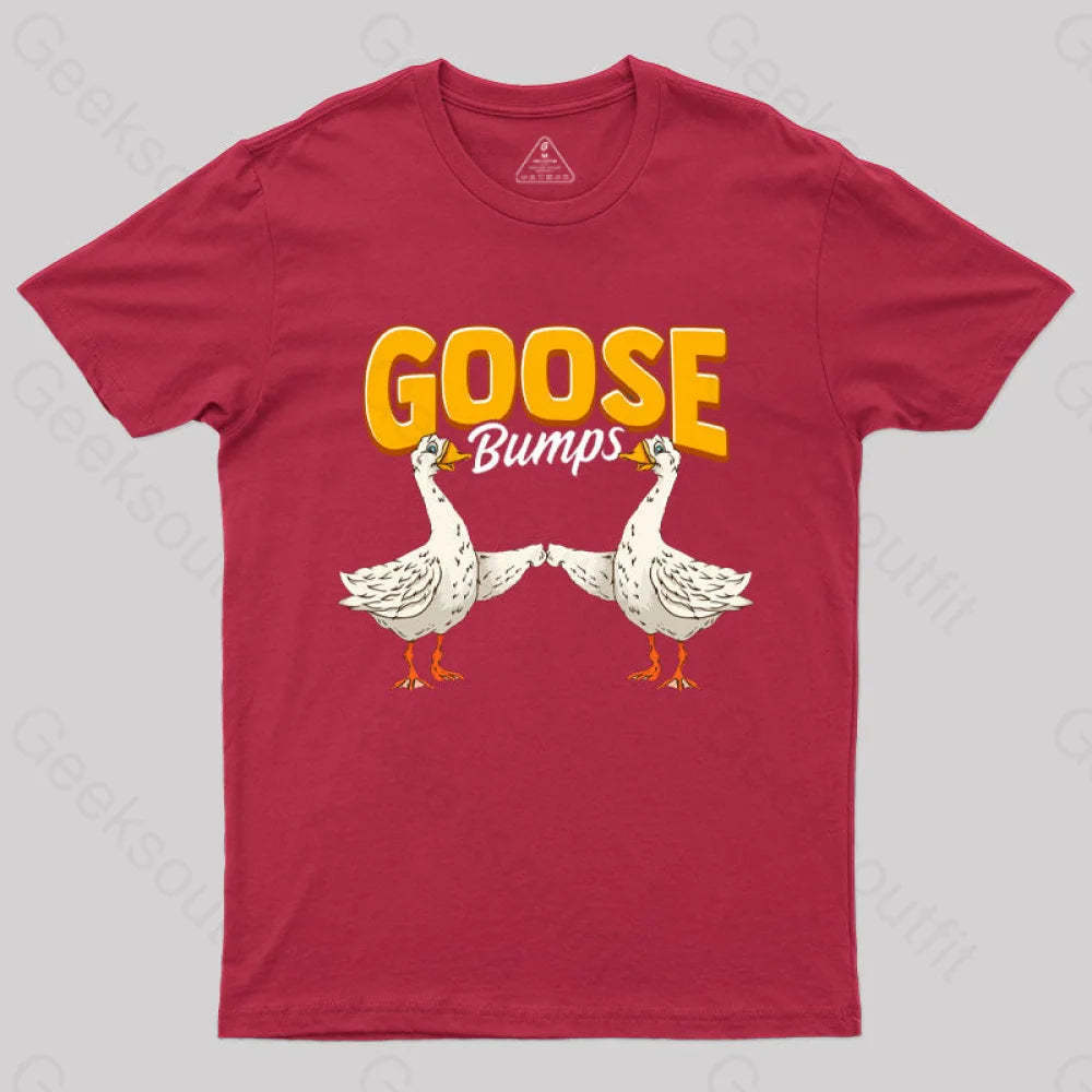Cute & Funny Goose Bumps Animal Pun T-Shirt Red / S