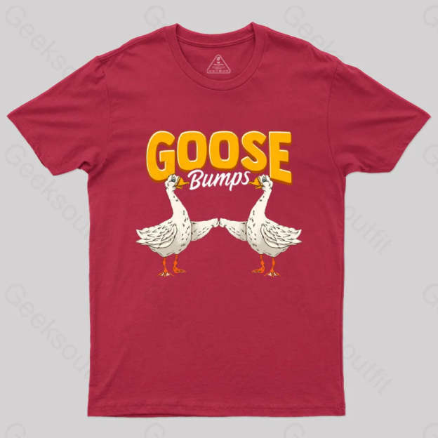 Cute & Funny Goose Bumps Animal Pun T-Shirt Red / S