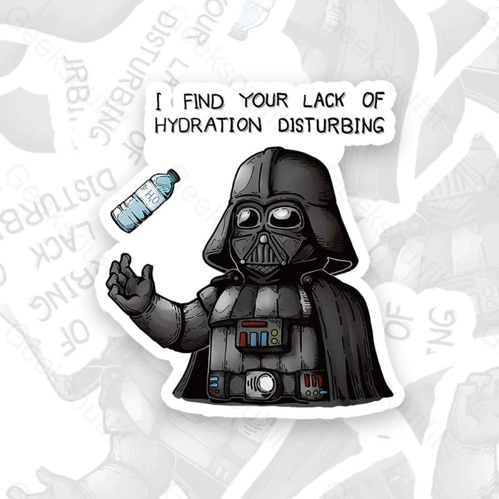 Cute Vader Water Bottle Die-Cut Geek Sticker 6Cm