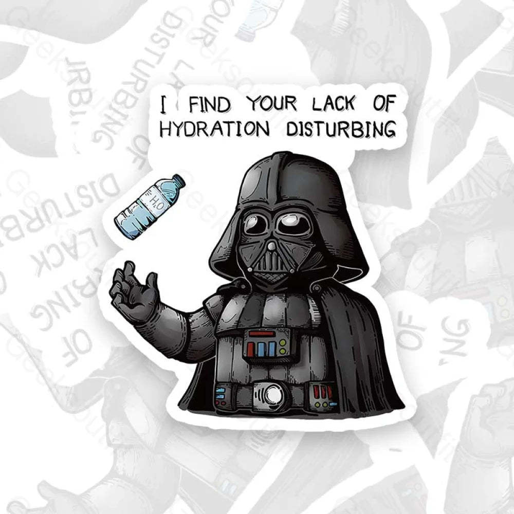 Cute Vader Water Bottle Die-Cut Geek Sticker 6Cm