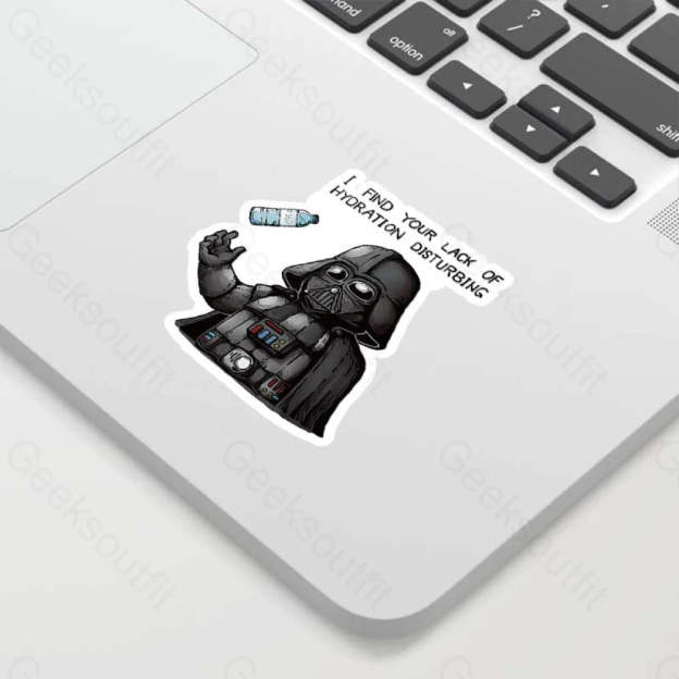 Cute Vader Water Bottle Die-Cut Geek Sticker