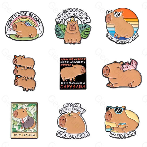 Geeksoutfit Cute Water Dolphin Capybara Pins for Sale