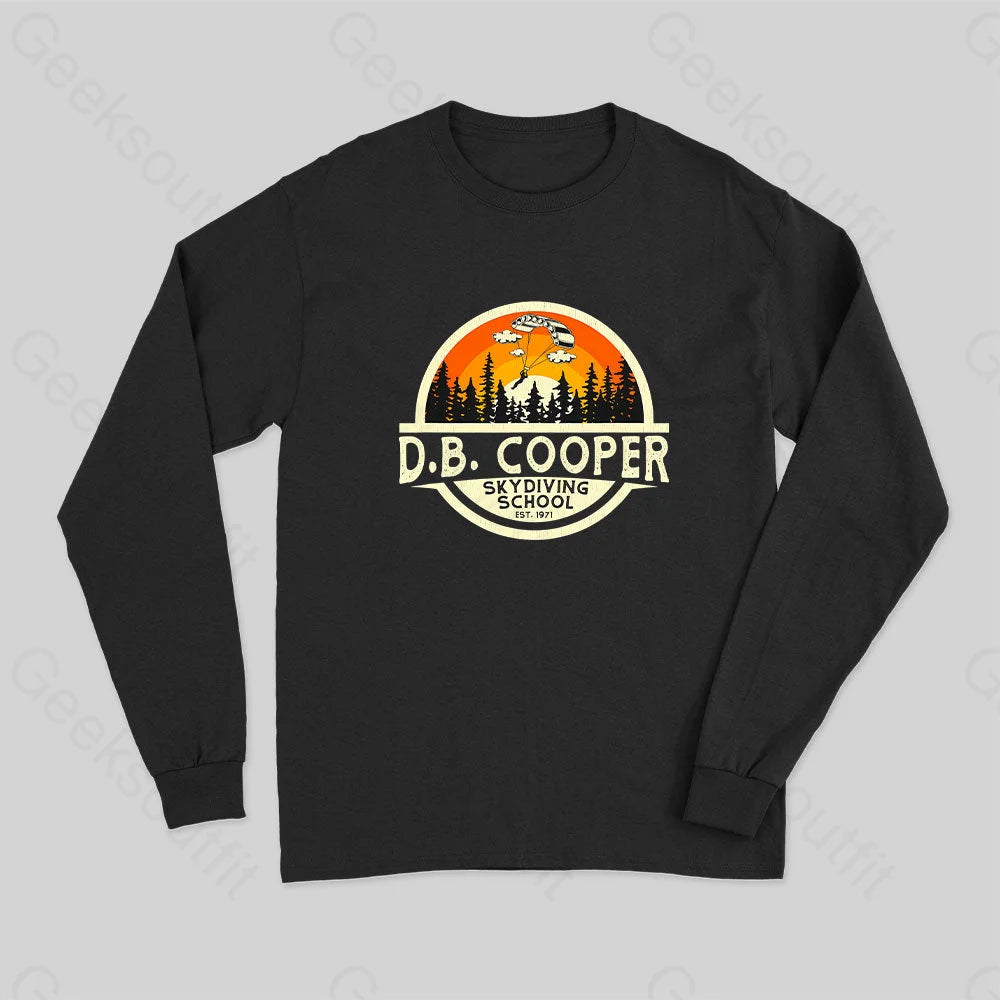 D.b. Coopers Skydiving School Portland Oregon Long Sleeve T-Shirt Black / S