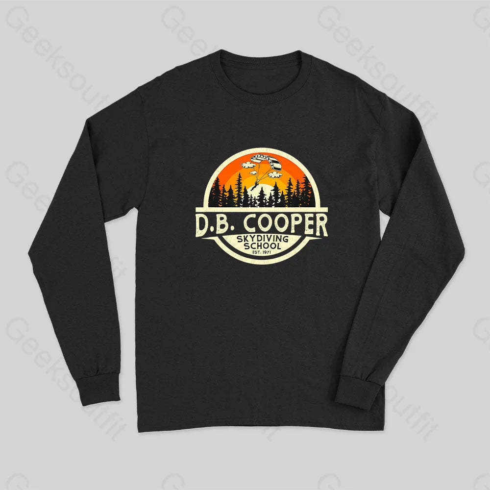 D.b. Coopers Skydiving School Portland Oregon Long Sleeve T-Shirt Black / S