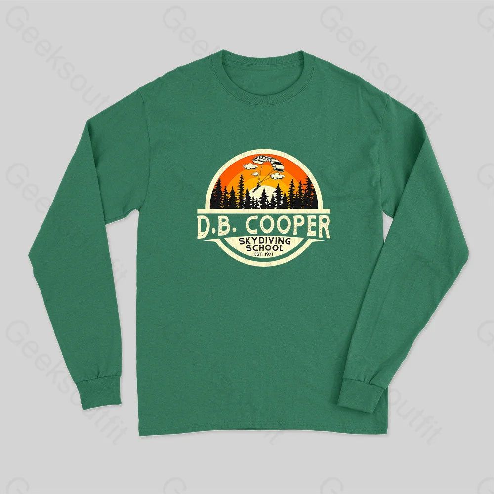 D.b. Coopers Skydiving School Portland Oregon Long Sleeve T-Shirt Green / S