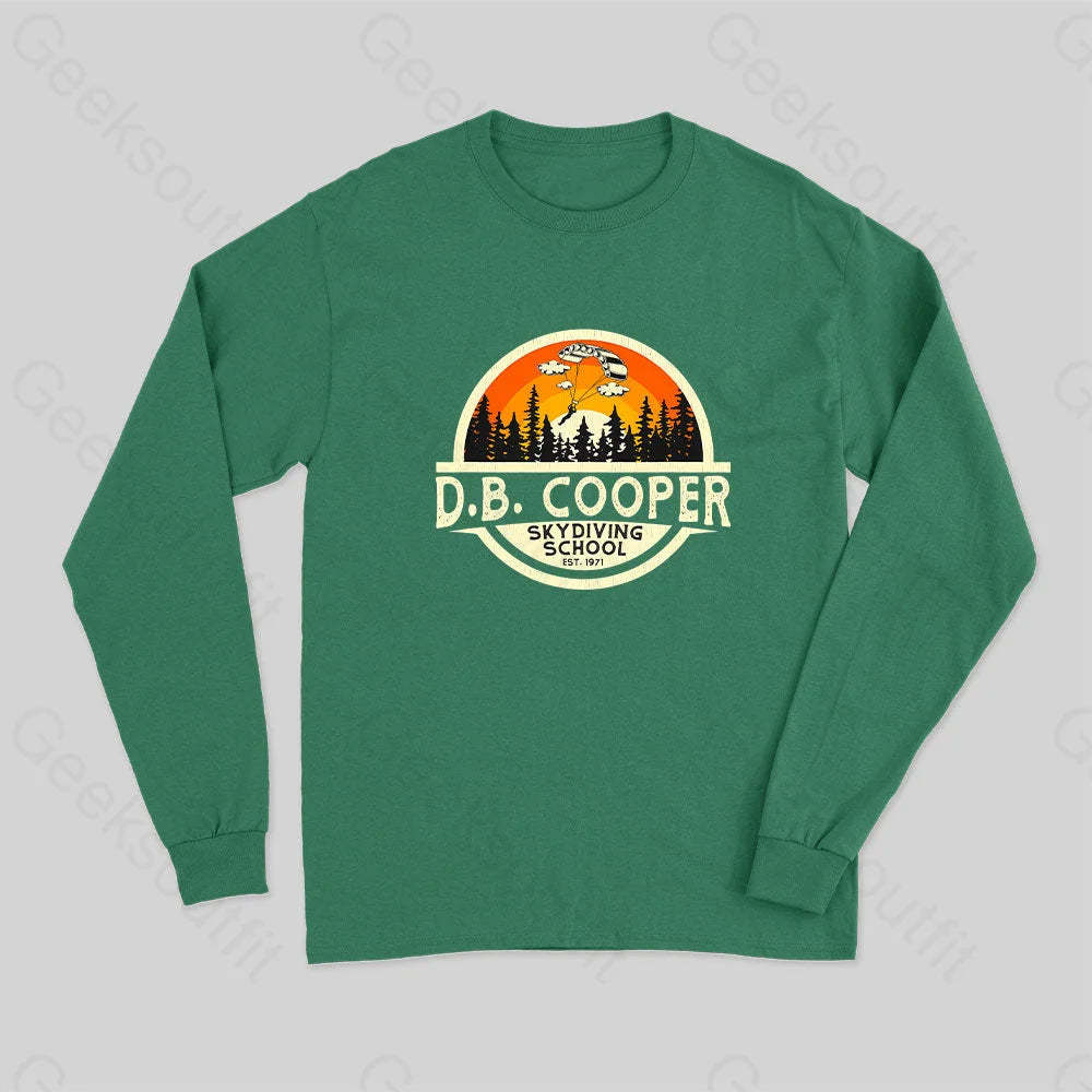 D.b. Coopers Skydiving School Portland Oregon Long Sleeve T-Shirt Green / S