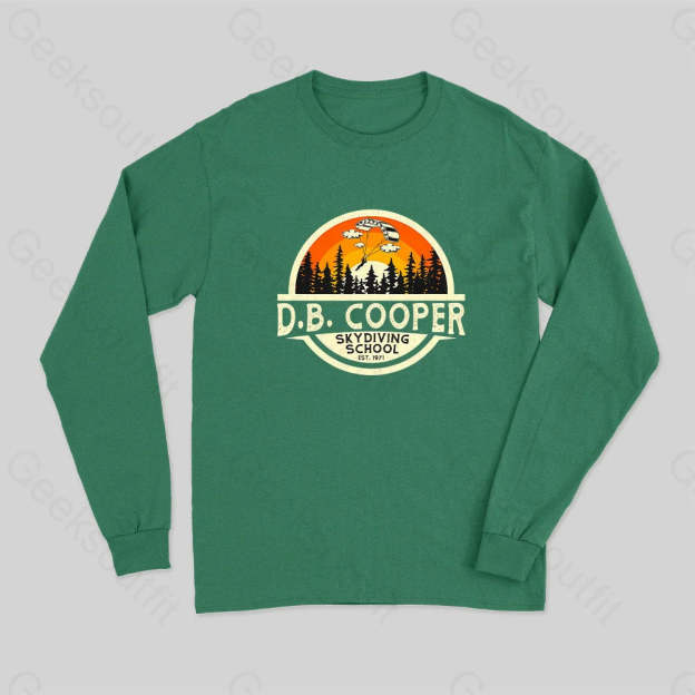 D.b. Coopers Skydiving School Portland Oregon Long Sleeve T-Shirt Green / S