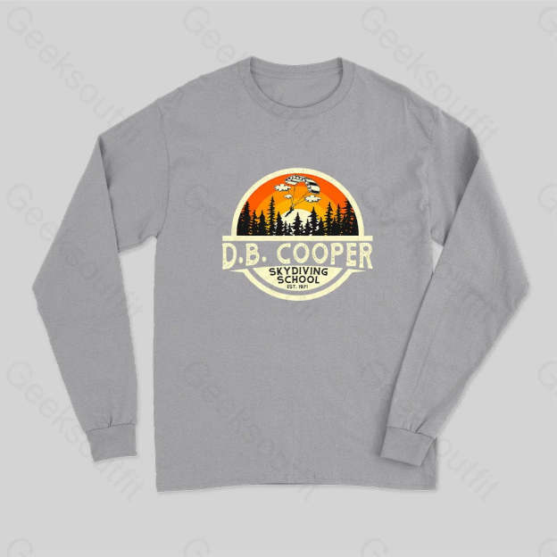 D.b. Coopers Skydiving School Portland Oregon Long Sleeve T-Shirt Grey / S