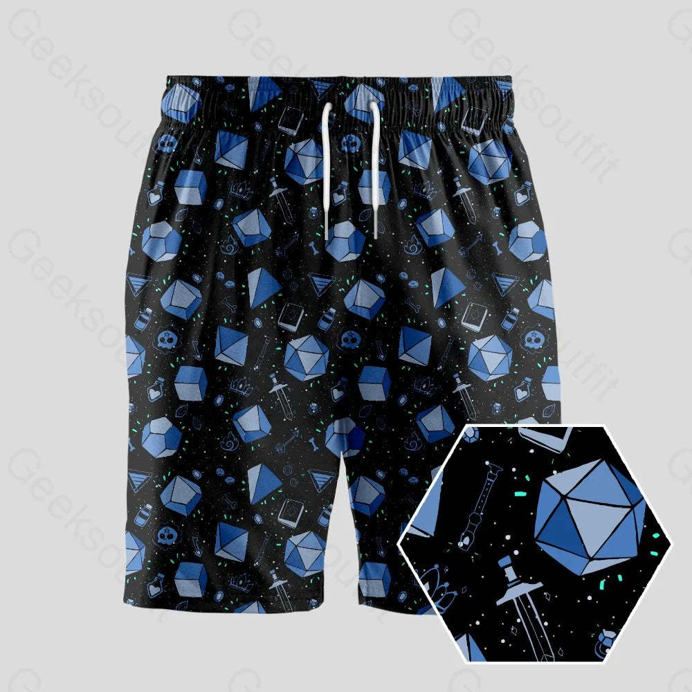 D&D Dice And Death Geeky Drawstring Shorts - Geeksoutfit