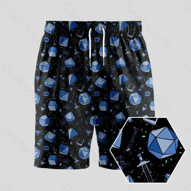 D&D Dice And Death Geeky Drawstring Shorts - Geeksoutfit