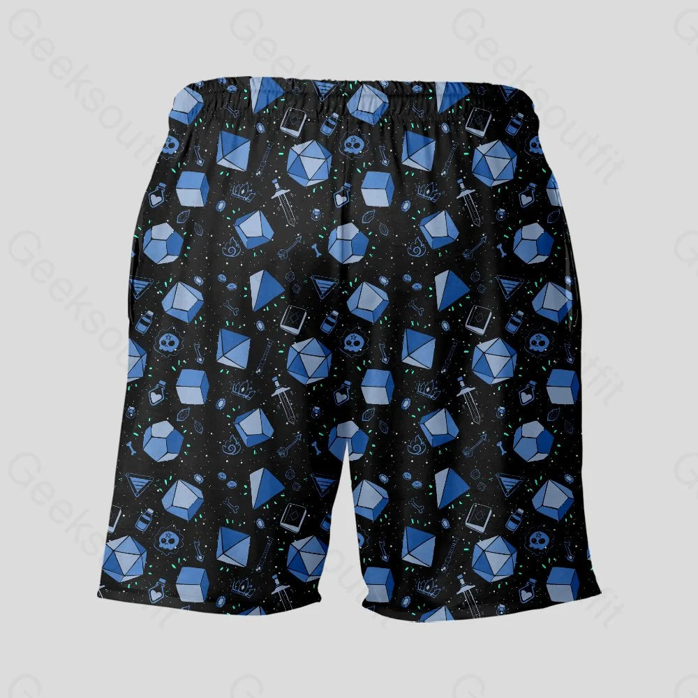 D&D Dice And Death Geeky Drawstring Shorts - Geeksoutfit