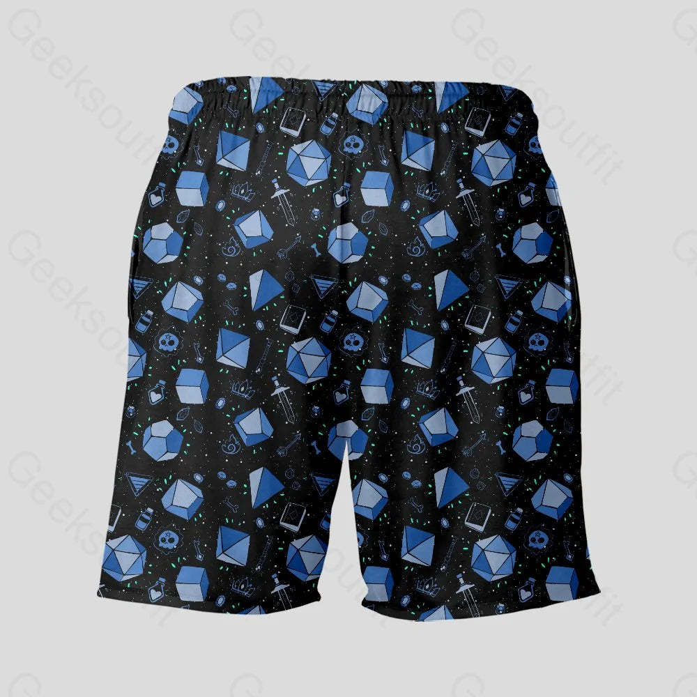 D&D Dice And Death Geeky Drawstring Shorts - Geeksoutfit