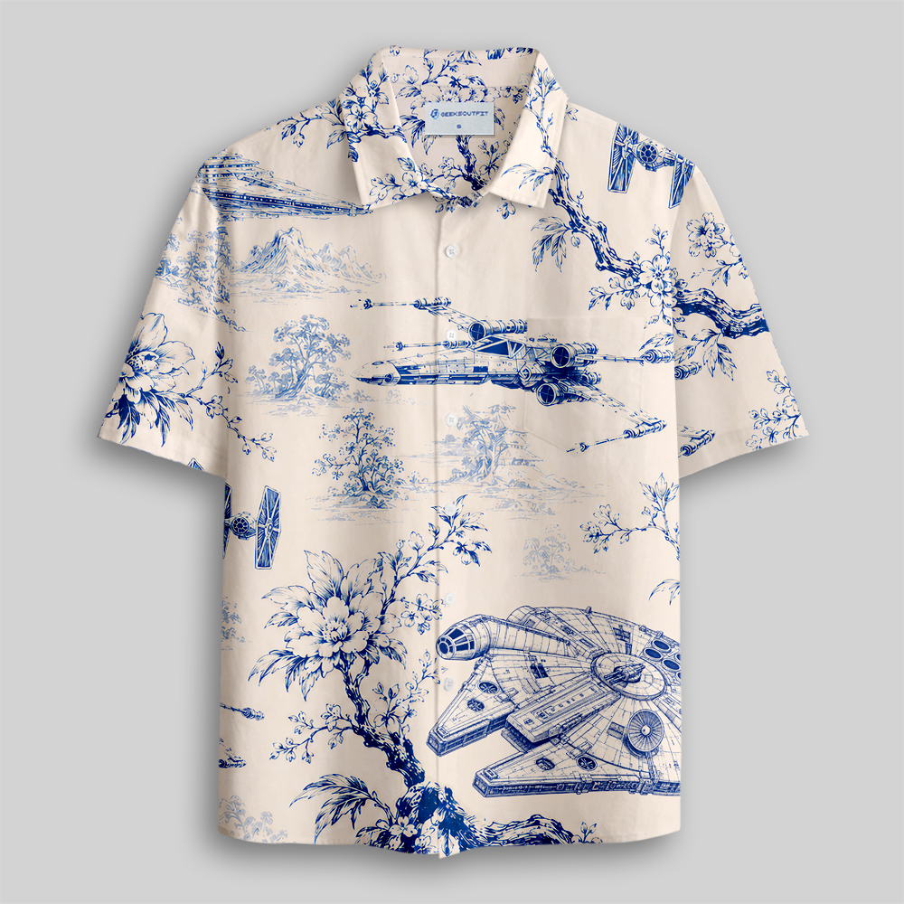 Celestial Blueware Button Up Pocket Shirt