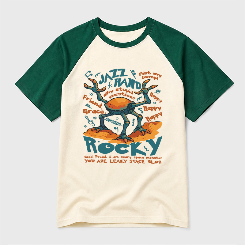 Rocky Jazz Hand Geek Retro Raglan T-Shirt