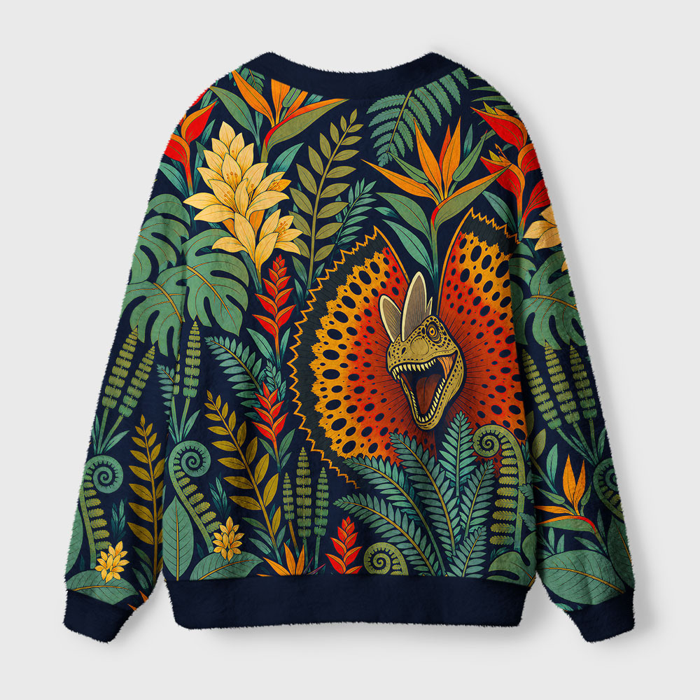 Rainforest Crested Dinosaur Geek Ugly Cardigan Sweaters