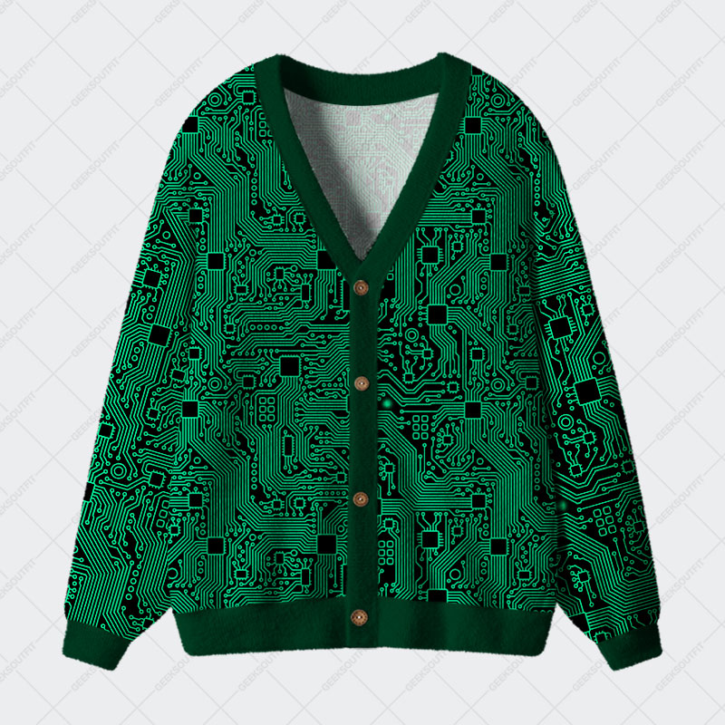 Computer Circuit Board Geek Ugly Cardigan Sweaters 