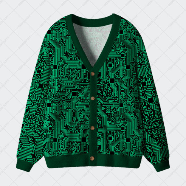 Computer Circuit Board Geek Ugly Cardigan Sweaters 
