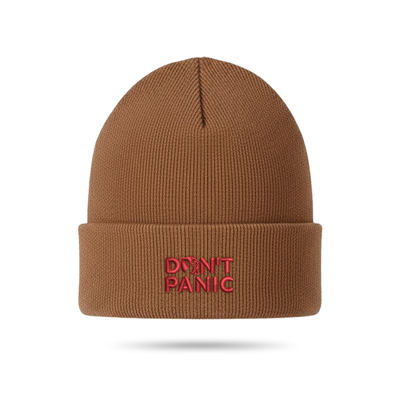 Don't Panic Geek Embroidered Beanie