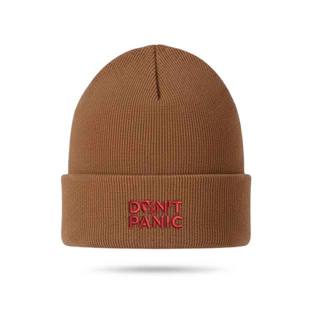 Don't Panic Geek Embroidered Beanie