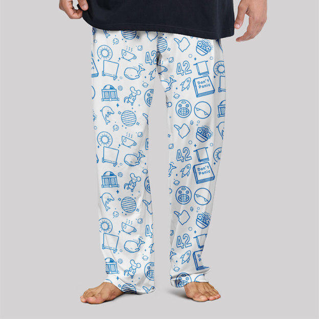 The Hitchhiker's Guide to the Galaxy White Geek Loungewear Pants