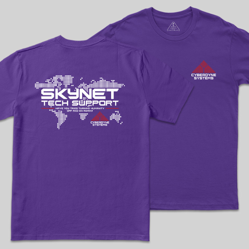 Global Digital Network Tech Support Front and Back Printed Geek T-Shirt