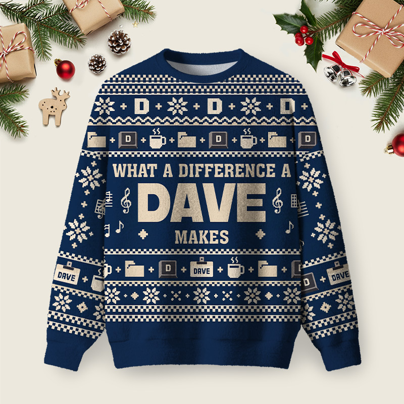 Dave Difference Ugly Christmas Fuzzy Fleece Sweatshirt