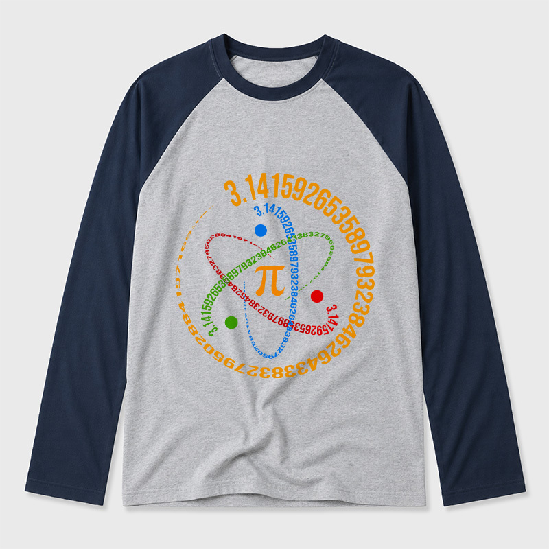 Atom Pi Math Science Geek Retro Raglan Long-Sleeve Tee