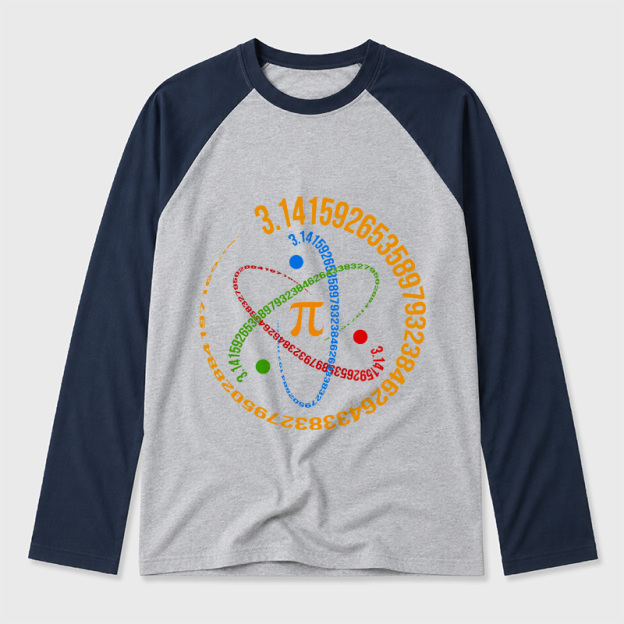 Atom Pi Math Science Geek Retro Raglan Long-Sleeve Tee