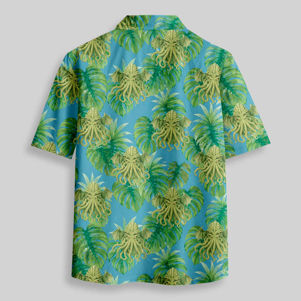 Tropical Tentacle Elder Fantasy Button Up Pocket Shirt