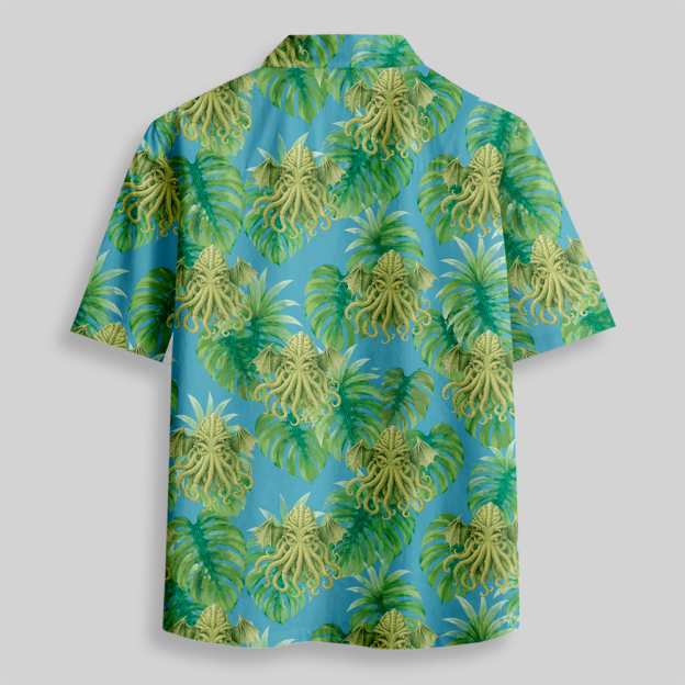 Tropical Tentacle Elder Fantasy Button Up Pocket Shirt