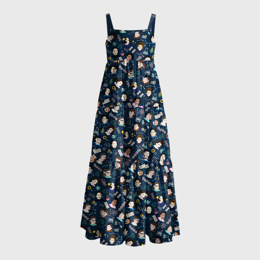 STEM Scientist Portraits Lab Equipment Seamless Geek Tiered Cami Maxi Dress