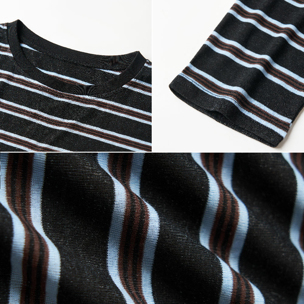 Triangull Lycra Striped Embroidered Long-Sleeve Shirts