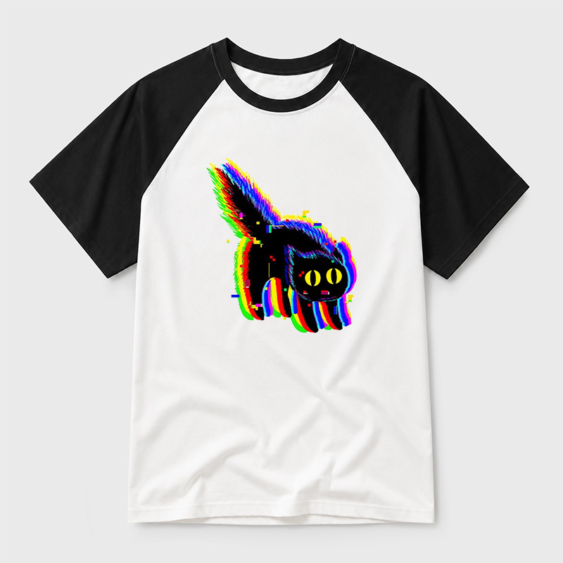 Technicat Glitch Geek Retro Raglan T-Shirt