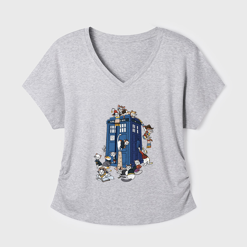 Doctor Cat Geek Dolman Sleeve V-Neck Shirt