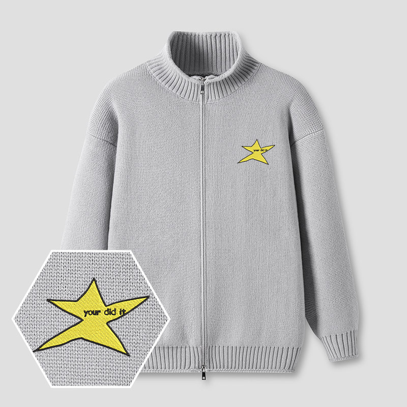 Geeksoutfit Embroidered Full‑Zip Cardigan for Sale