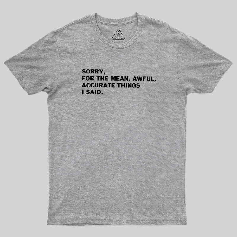 Accurate Things I Said Geek T-Shirt