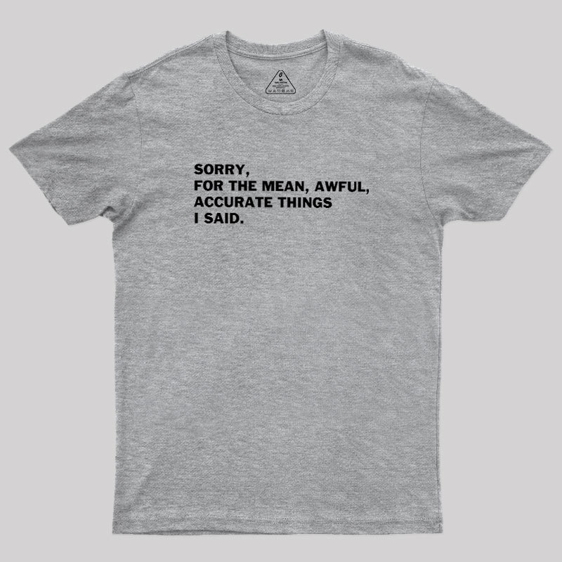 Accurate Things I Said Geek T-Shirt