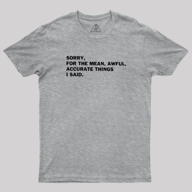 Accurate Things I Said Geek T-Shirt