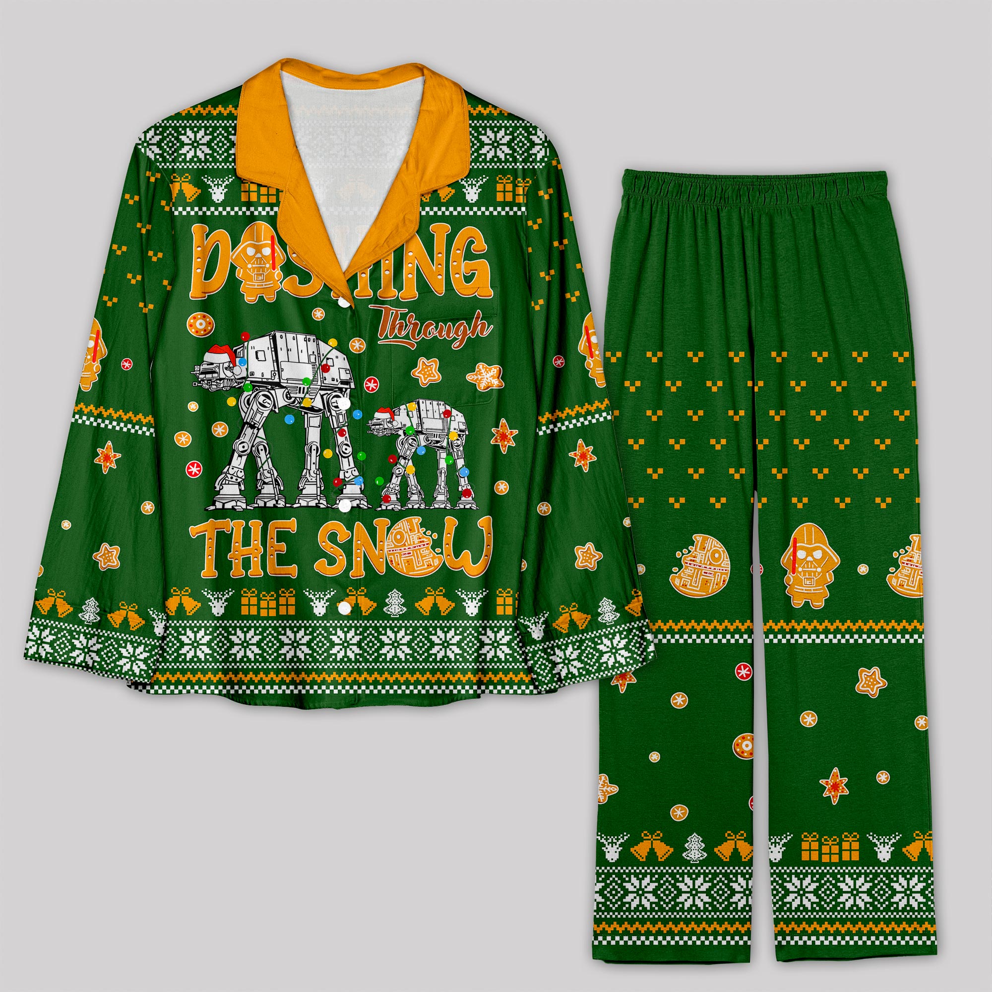 Walker Dashing Through The Snow Green Geek Pajama Sets