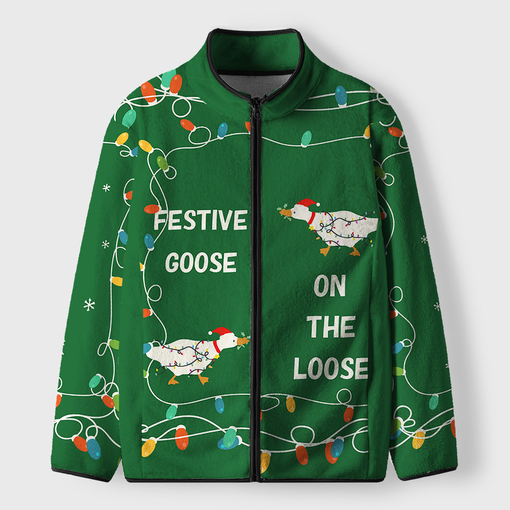 Festive Goose Escape Geek Polar Fleece Full-Zip Jacket