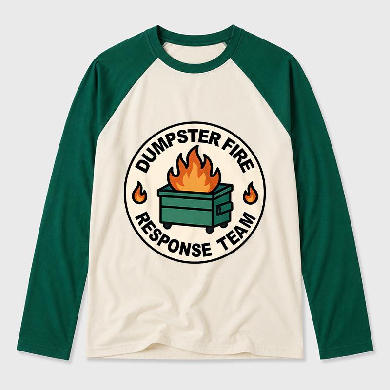 Dumpster Fire Response Team Geek Retro Raglan Long-Sleeve Tee