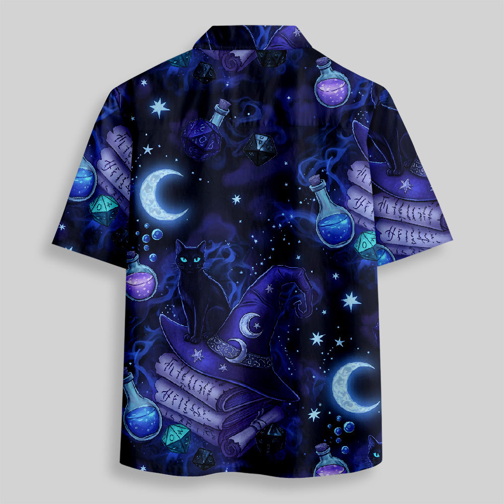 Magic Cats and DND Night Button Up Pocket Shirt