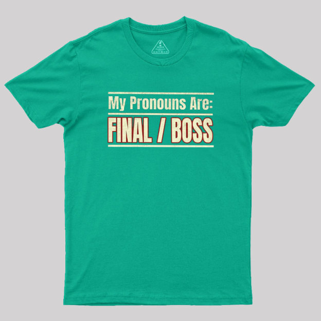 Final Boss Pronouns Geek T-Shirt