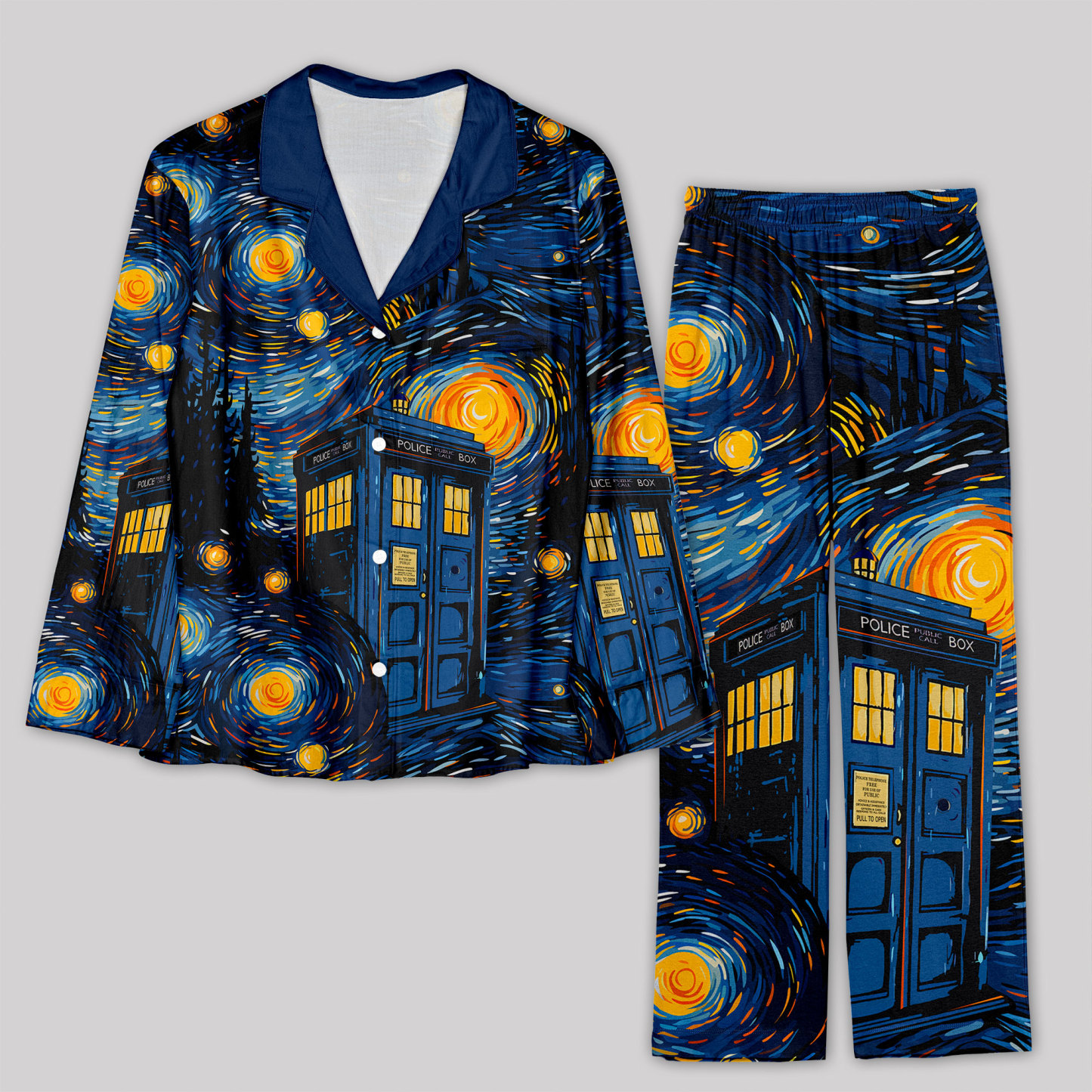 Geeksoutfit Starry Night Phone Booth Pajama Sets for Sale