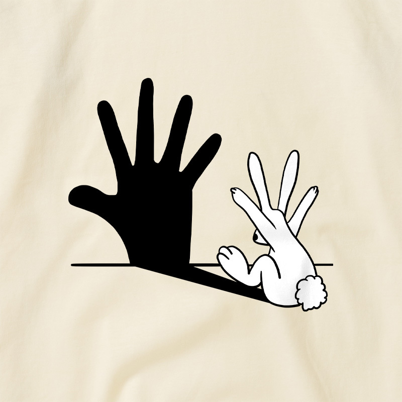 Rabbit Hand Shadow Funny Geek Retro Raglan T-Shirt
