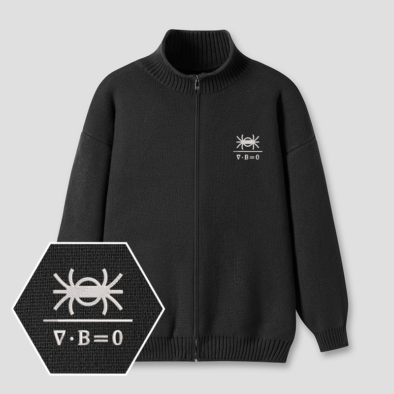 Magnetic Spider Embroidered Full‑Zip Cardigan
