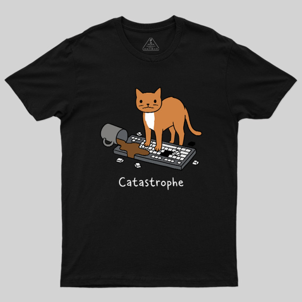 Catastrophe Spilled Coffee Cat Geek T-Shirt