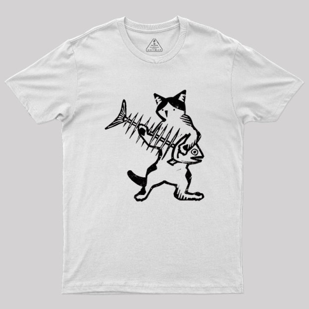 Rock Cat With Fish Guitar Geek T-Shirt