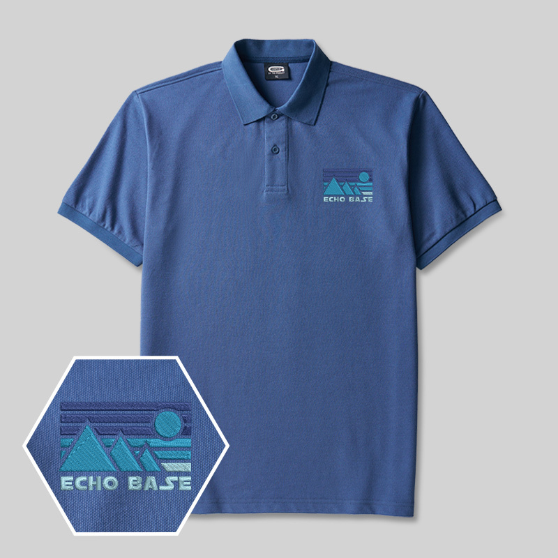 Hoth Outpost Geek Embroidered Polo Shirts